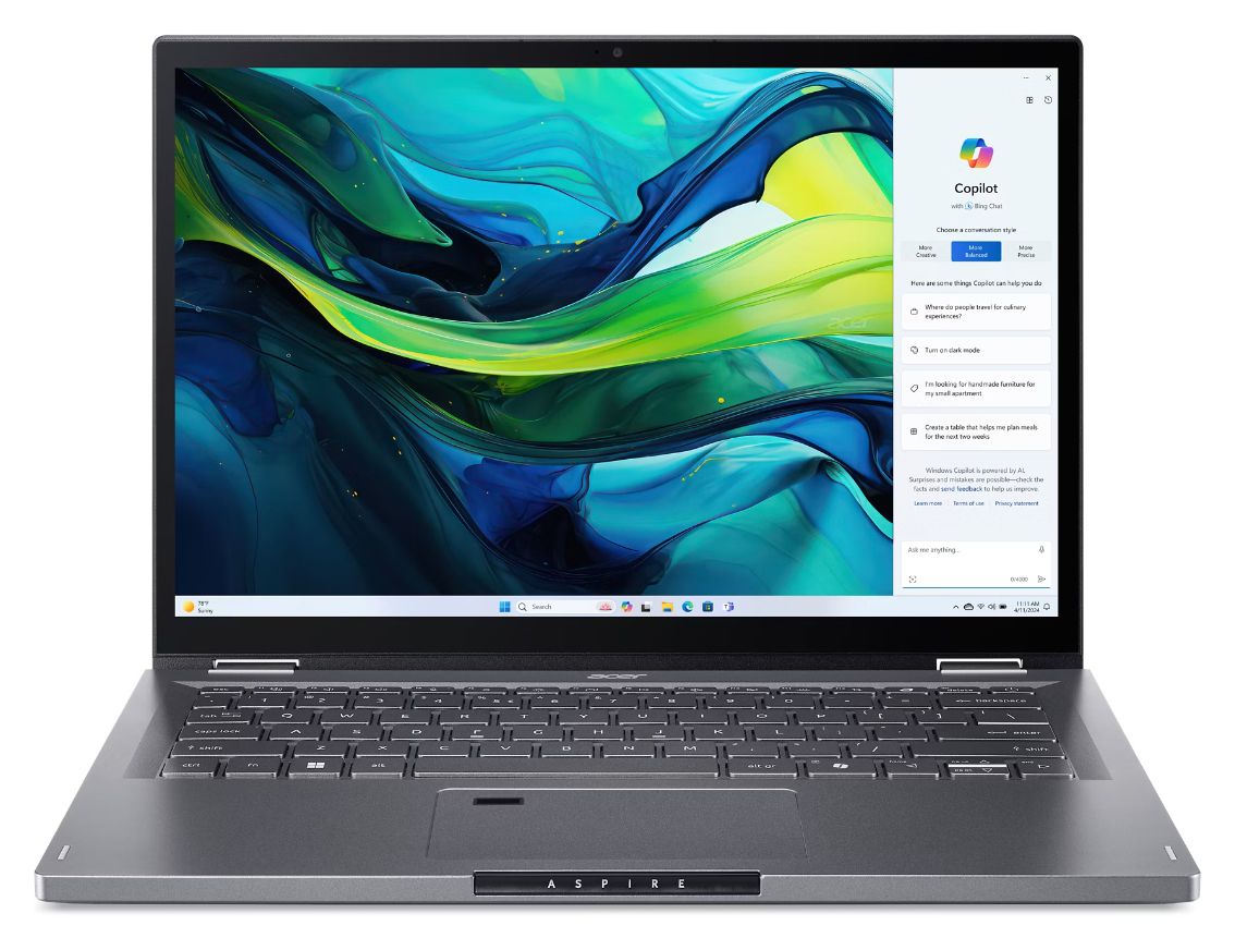 Aspire Spin ASP14-52MTN-75Q5 WUXGA Notebook 35,6 cm (14 Zoll) 1920 x 1200 Pixel 1 TB SSD Windows 11 Home Intel Core Ultra 7 max. 4,8 GHz  (Grau) 