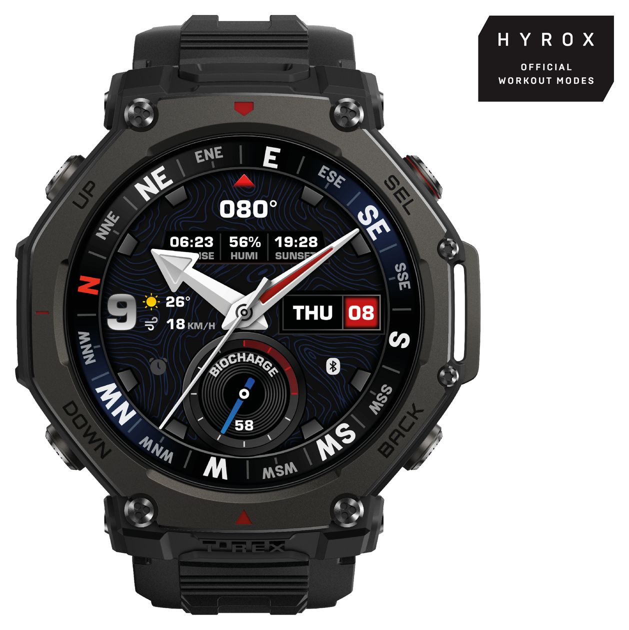 T-Rex 3 Pro Digital 48 mm Smartwatch Rund 322 ppi  (Schwarz) 