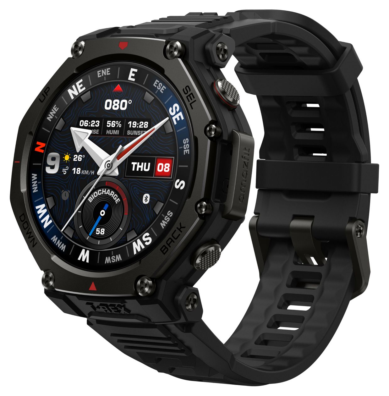 T-Rex 3 Pro Digital 44 mm Smartwatch Rund 353 ppi  (Schwarz) 