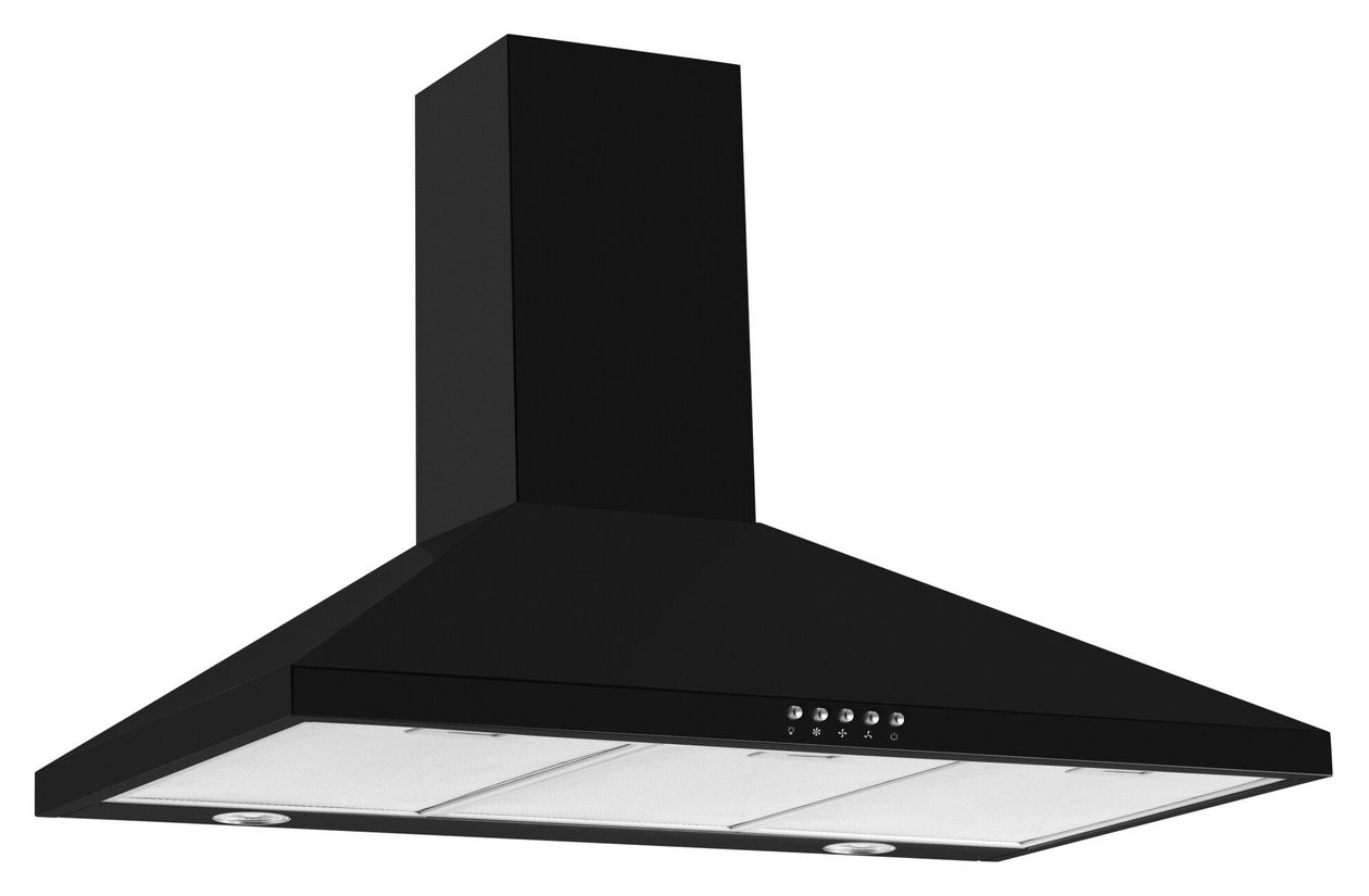 KH17285S Abluft/Umluft Dunstabzugshaube/Esse Insel 90 cm (Schwarz) 