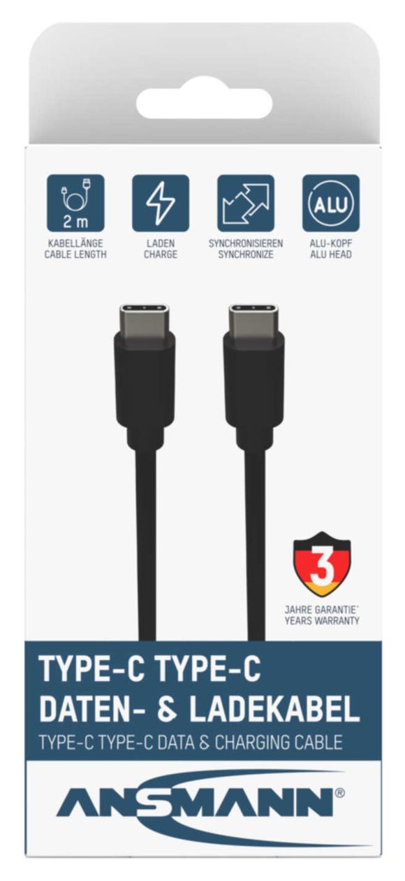 1700-0122 5 Gbit/s Stecker USB C auf USB C 2 m  (Schwarz) 
