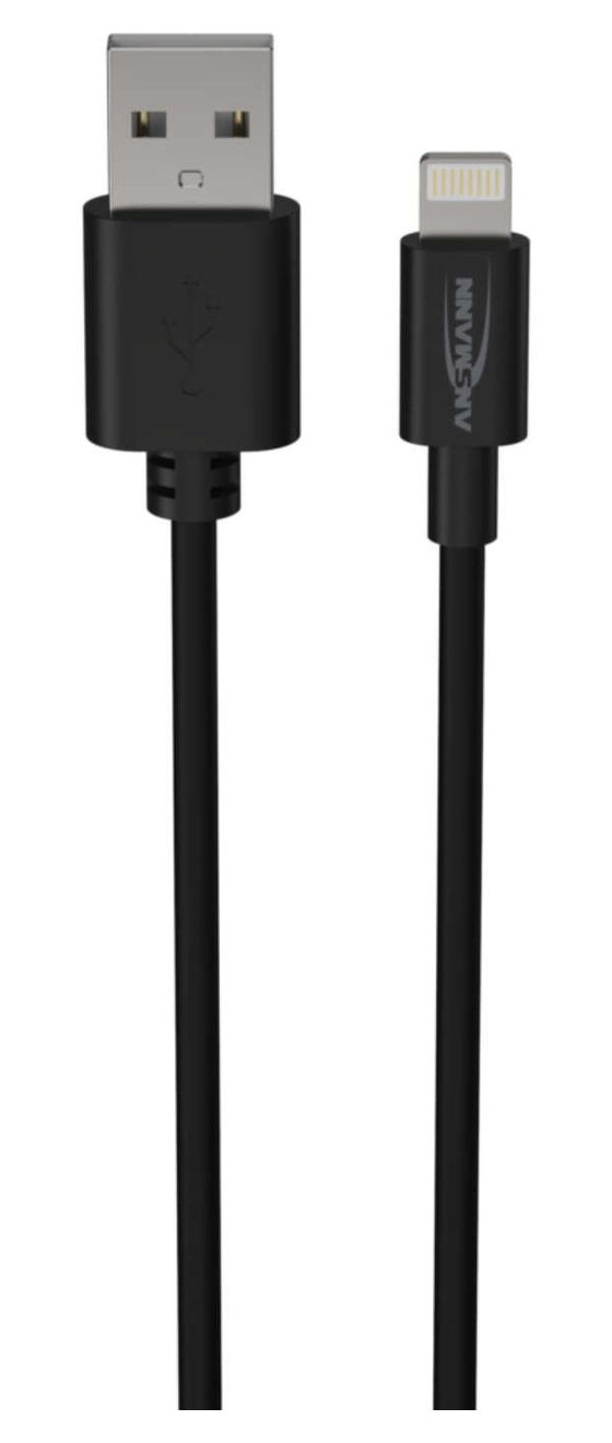 1700-0131 Stecker Rundkabel Lightning auf USB A 1 m  (Schwarz) 