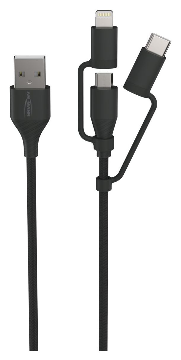 1700-0136 0,48 Gbit/s Stecker Rundkabel USB A auf Micro-USB B 1,2 m  (Schwarz) 
