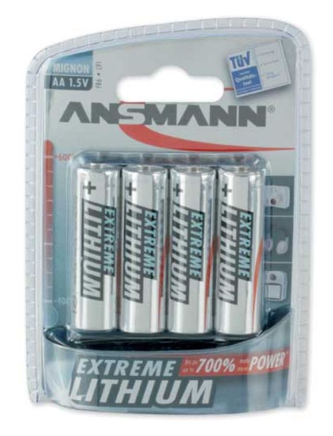 Batterie AA Lithium 1,5 V 4 Stück  (Silber) 