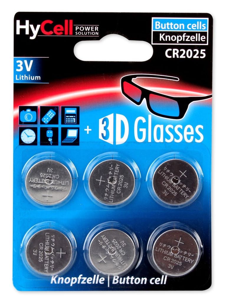 Knopfzelle CR2025 Lithium 3 V 6 Stück  (Silber) 