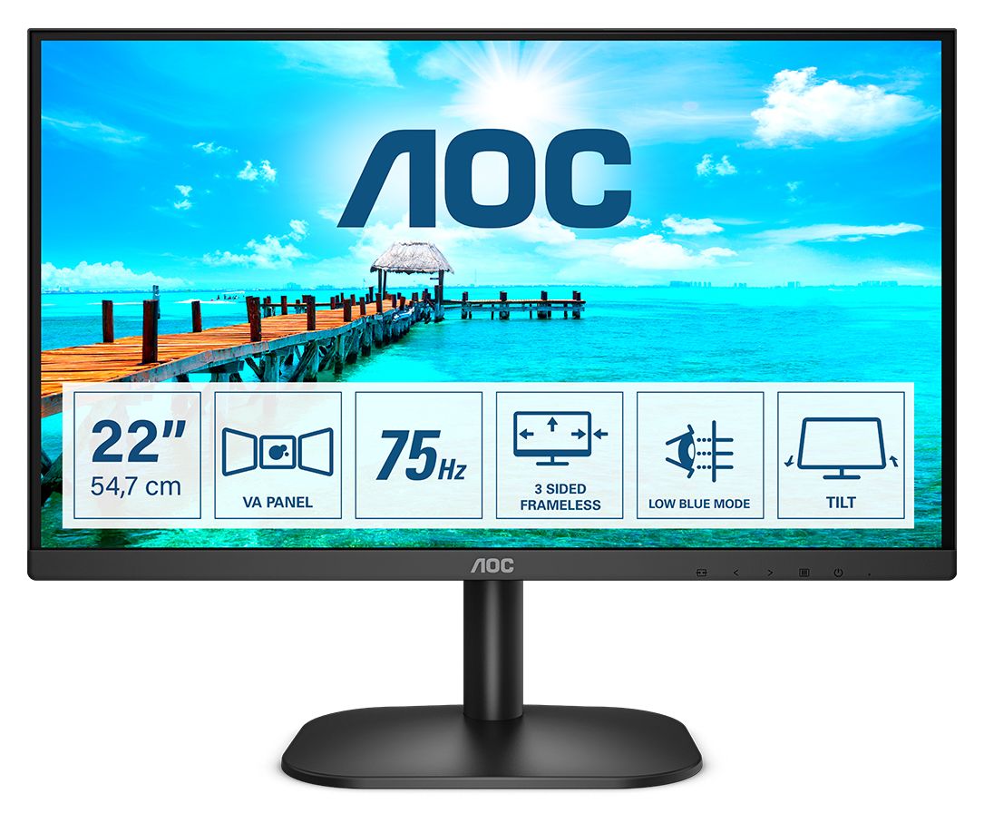 22B2H/EU Full HD Monitor 54,6 cm (21.5 Zoll) 16:9 4 ms 250 cd/m²  (Schwarz) 