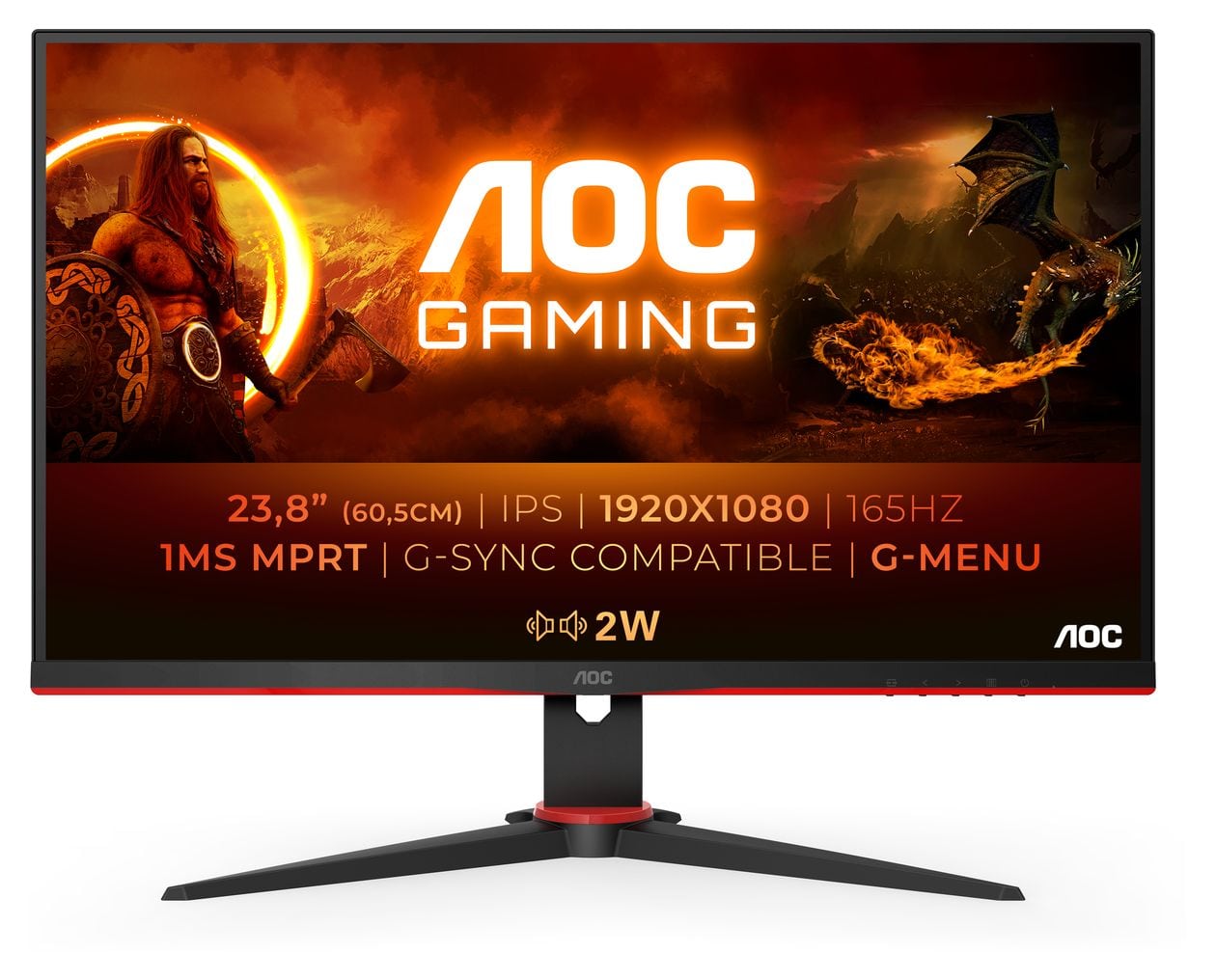 24G2SPU/BK Full HD Monitor 60,5 cm (23.8 Zoll) 16:9 4 ms 300 cd/m²  (Schwarz, Rot) 