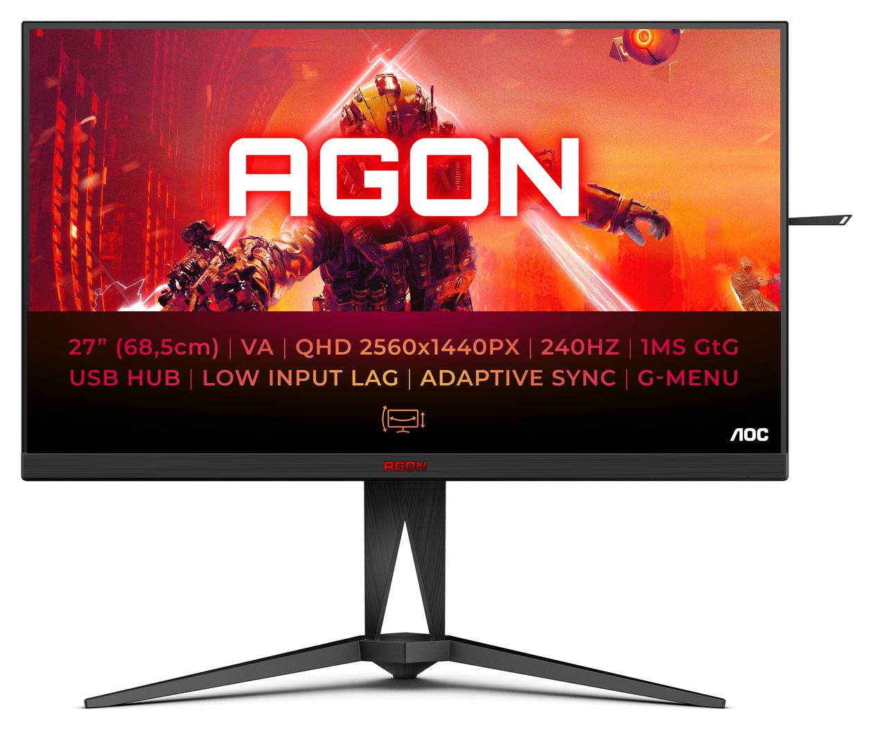 AG275QZN/EU Quad HD Monitor 68,6 cm (27 Zoll) 16:9 1 ms 400 cd/m²  (Schwarz, Rot) 