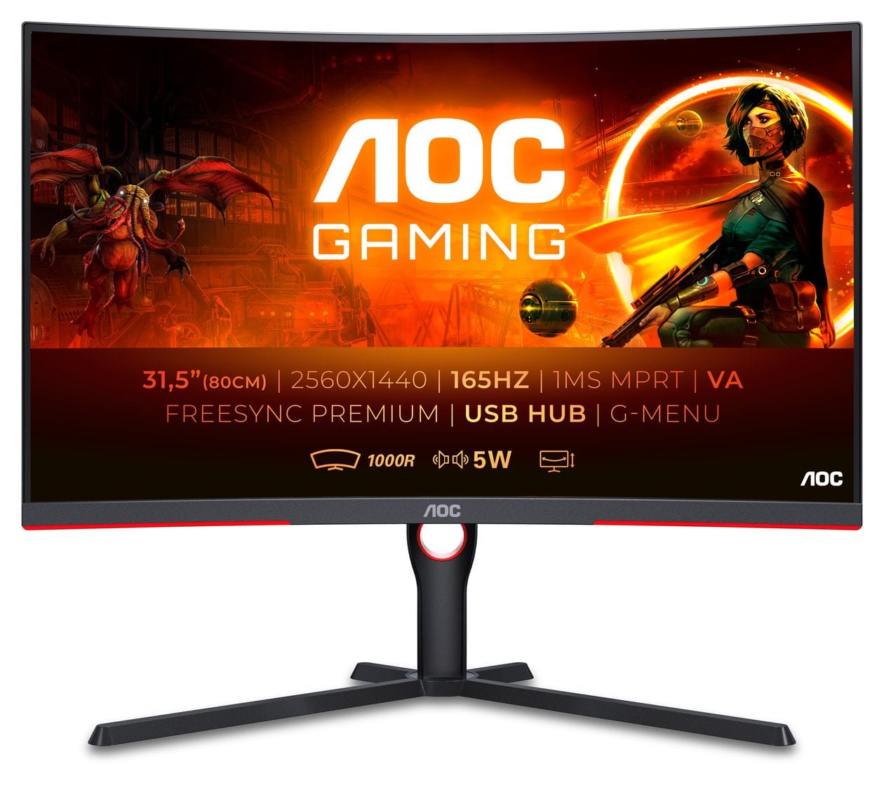 CQ32G3SU/BK Quad HD Monitor 80 cm (31.5 Zoll) 16:9 4 ms 300 cd/m²  (Schwarz, Rot) 