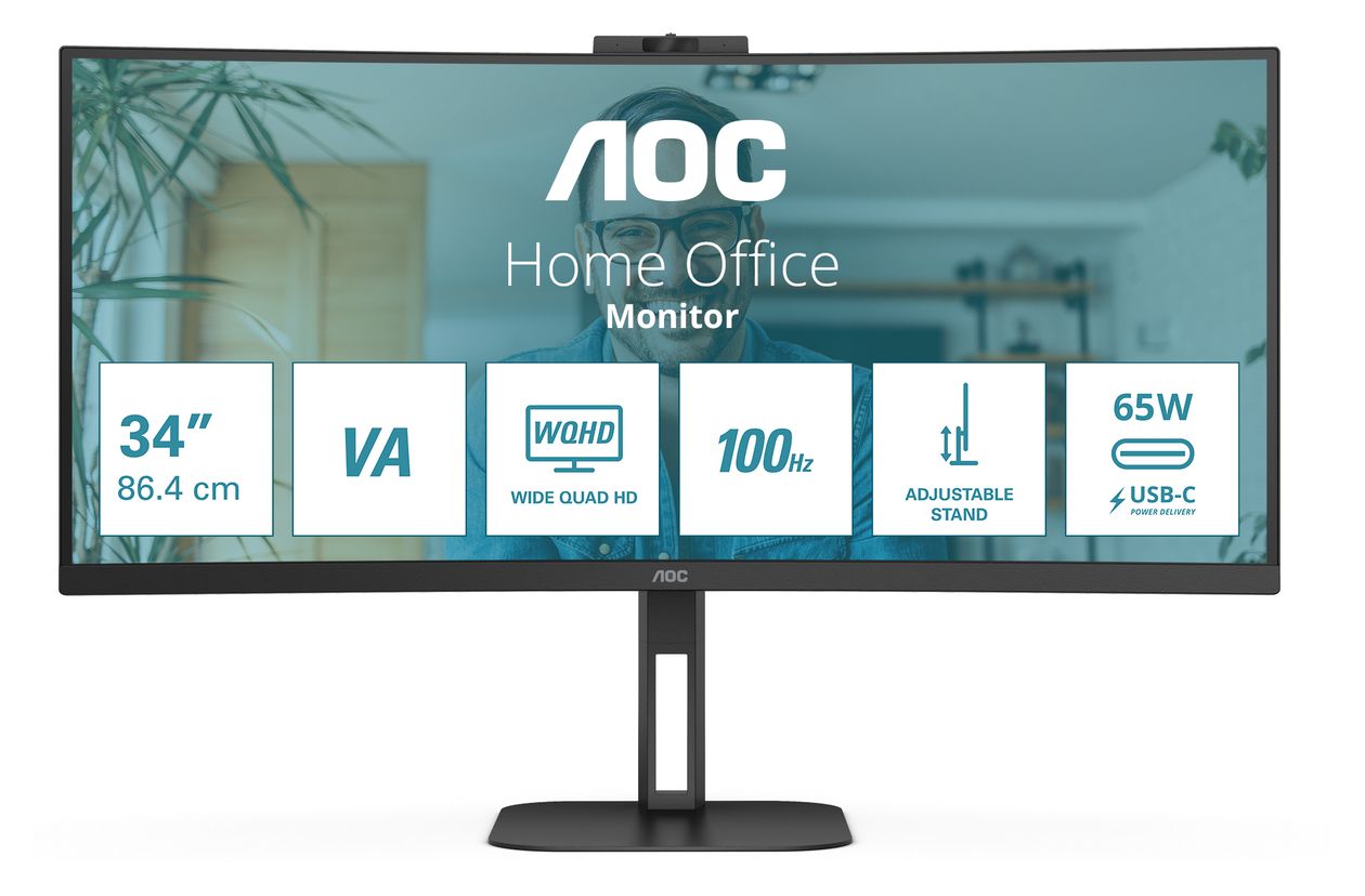 CU34V5CW/BK Quad HD Monitor 86,4 cm (34 Zoll) 21:9 4 ms 300 cd/m²  (Schwarz) 