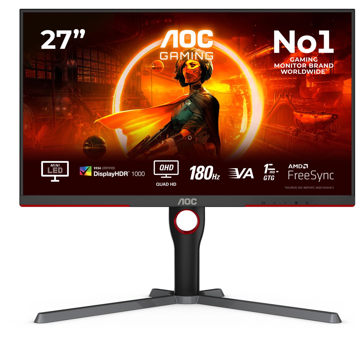 Q27G3XMN/BK 2K Ultra HD Monitor 68,6 cm (27 Zoll) 16:9 1 ms  (Schwarz, Rot) 