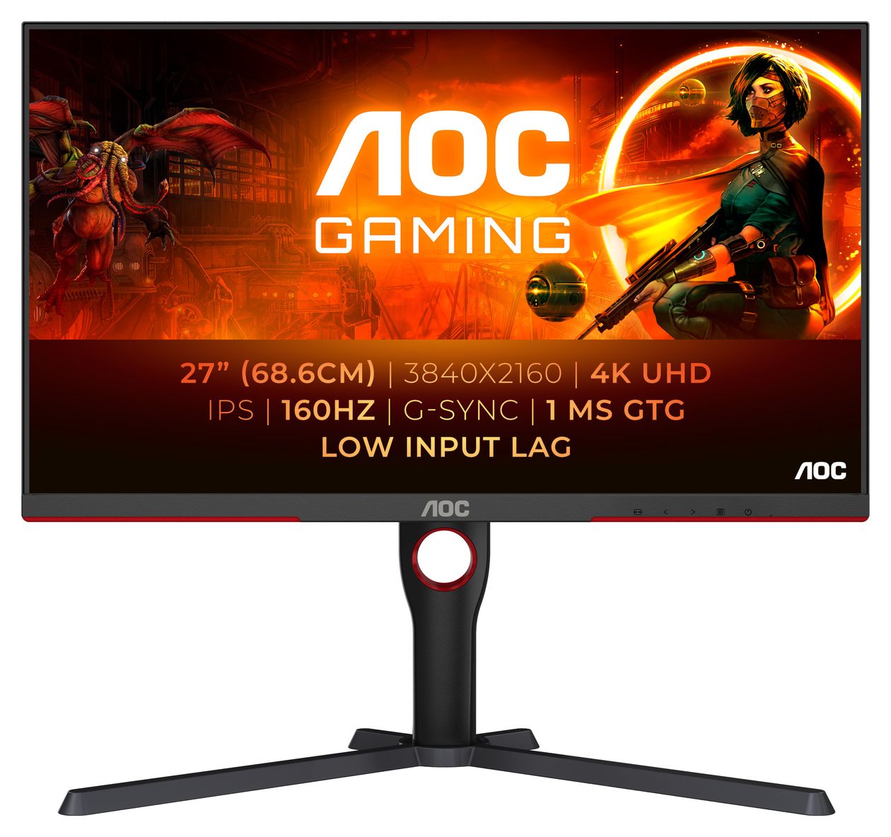 U27G3X/BK 4K Ultra HD Monitor 68,6 cm (27 Zoll) 16:9 1 ms  (Schwarz, Rot) 