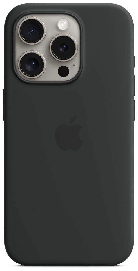 Silikon Case mit MagSafe Cover für Apple iPhone 15 Pro (Schwarz) 