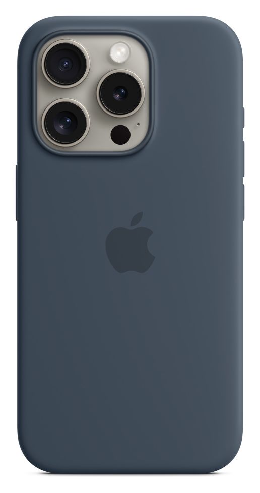 Silikon Case mit MagSafe Cover für Apple iPhone 15 Pro (Blau) 