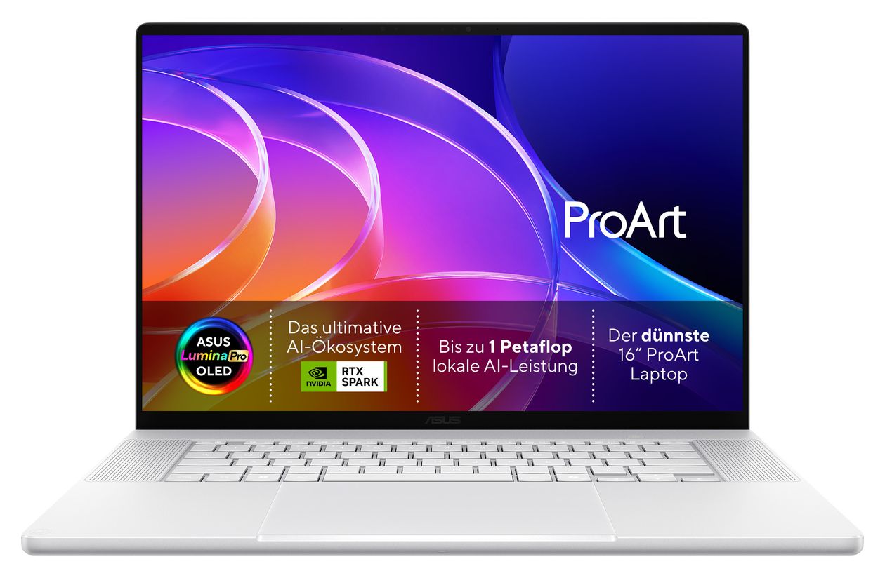 ProArt P H7607BA-SE310X WQXGA Notebook 40,6 cm (16 Zoll) 3840 x 2400 Pixel 48 GB Ram 1 TB SSD Windows 11 Pro NVIDIA RTX Spark  (Weiß) 