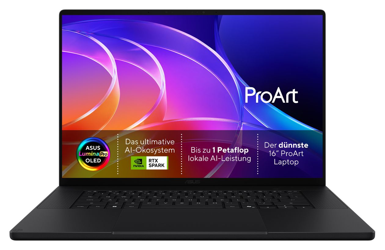 ProArt P H7607BA-SE418W WQXGA Notebook 40,6 cm (16 Zoll) 3840 x 2400 Pixel 24 GB Ram 512 GB SSD Windows 11 Home NVIDIA RTX Spark  (Schwarz) 