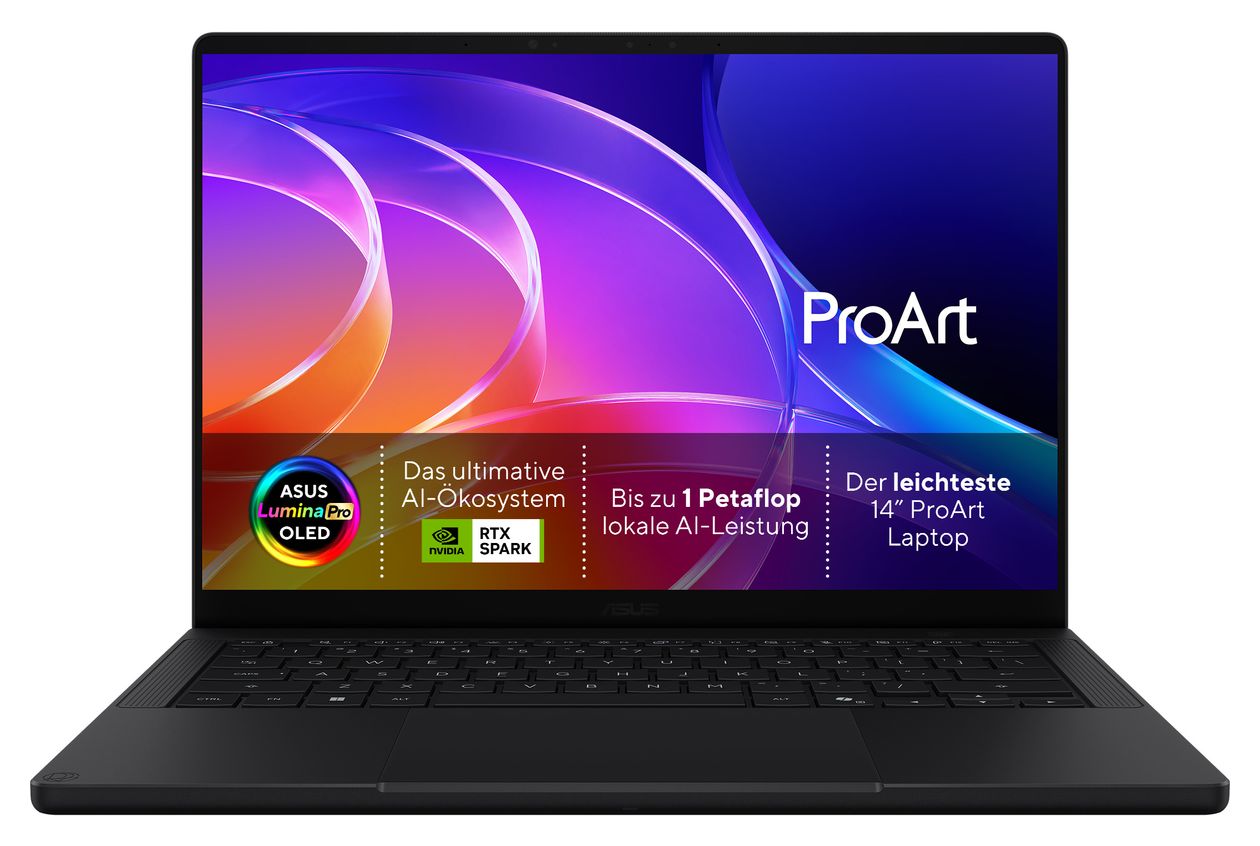 ProArt P H7407BA-SM044W 3K Notebook 35,6 cm (14 Zoll) 2880 x 1800 Pixel 32 GB Ram 1 TB SSD Windows 11 Home NVIDIA RTX Spark  (Schwarz) 