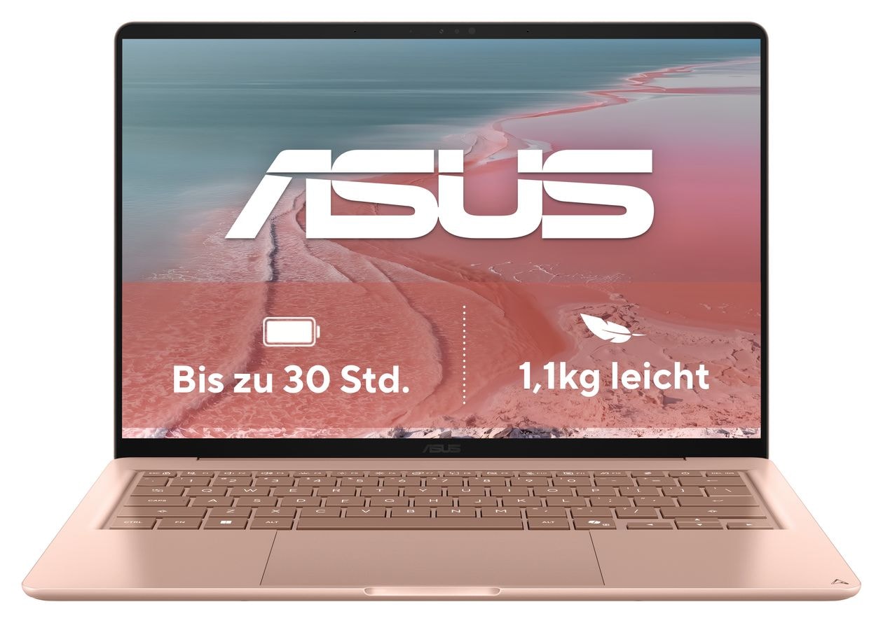 Zenbook UX3480QA-U1023W WUXGA Notebook 35,6 cm (14 Zoll) 1920 x 1200 Pixel 16 GB Ram 512 GB SSD Windows 11 Home Qualcomm Snapdragon max. 2,97 GHz  (Pink) 