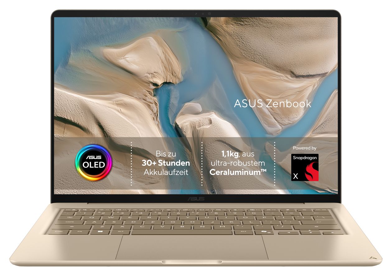 Zenbook UX3480QA-U1157W Copilot+ WUXGA Notebook 35,6 cm (14 Zoll) 1920 x 1200 Pixel 16 GB Ram 512 GB SSD Windows 11 Home Qualcomm Snapdragon max. 2,97 GHz  (Beige) 