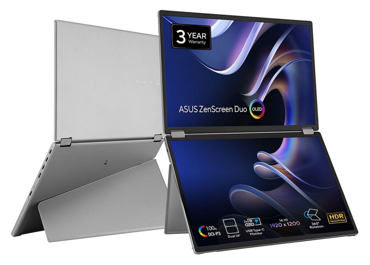 ZenScreen Duo OLED MQ149CD WUXGA Monitor 35,6 cm (14 Zoll) 16:10 1 ms 400 cd/m²  (Silber) 