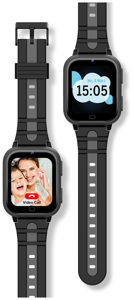 SW2 Kids Digital 55 mm Smartwatch Rechteckig IPX7 4G (Schwarz) 