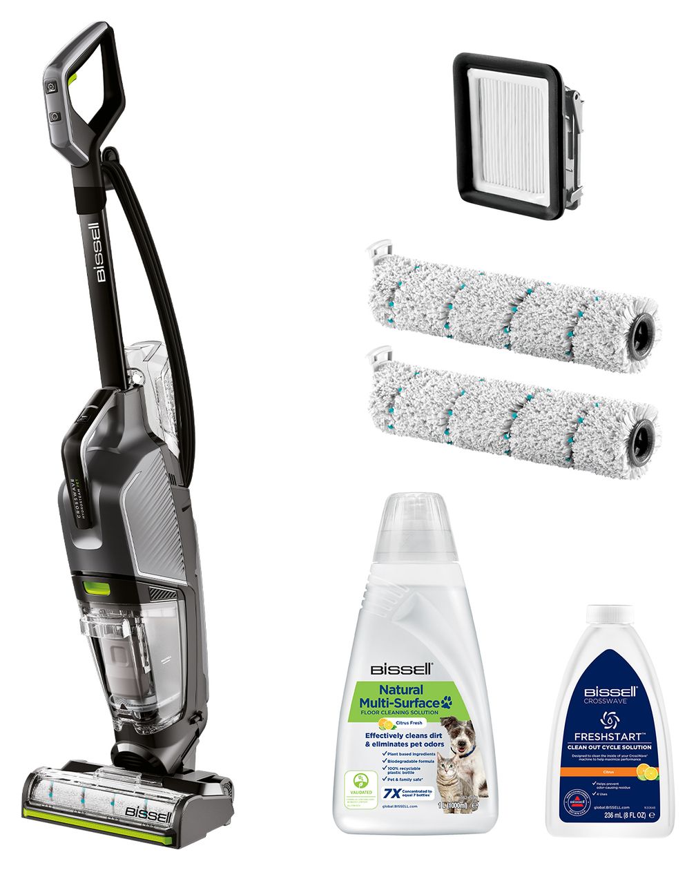 3528N CrossWave Hydrosteam Pet Pro Naß-/Trockensauger bis 0,64 l Schmutzwasser 