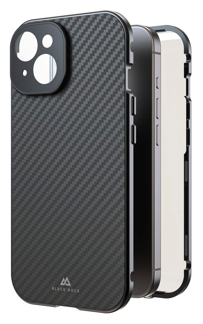 221252 Rückseiten-/Bildschirmschutz Karbon, Faser, Metall, Gehärtetes Glas 9H für  Apple iPhone 15 Kratzresistent 