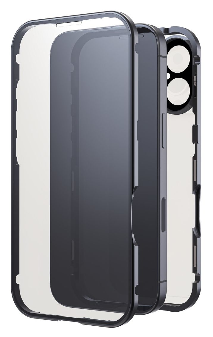 360 Grad Glass Cover für Apple iPhone 16  (Schwarz) 