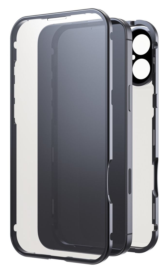 360 Grad Glass Cover für Apple iPhone 16 Plus  (Schwarz) 