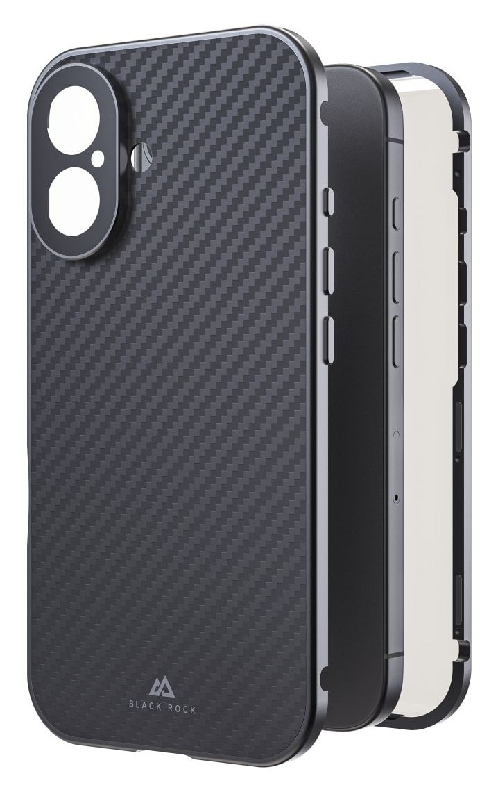 360 Grad Glass Cover für Apple iPhone 16  (Schwarz/Transparent) 