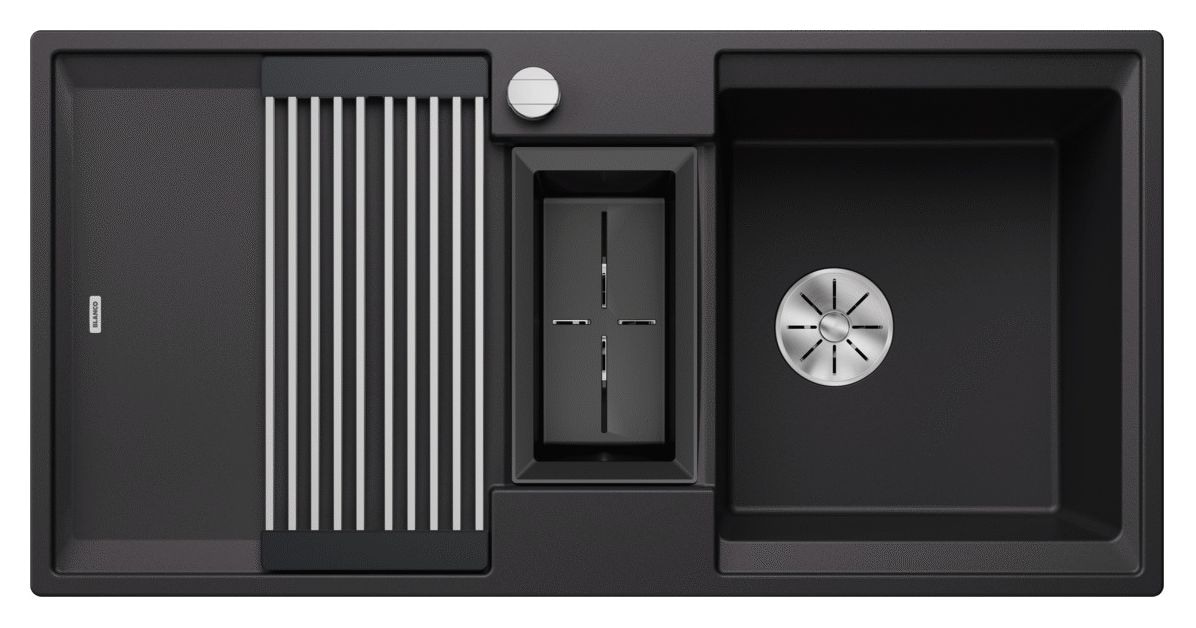ADIRA 6 S Einbauspüle für 60 cm Unterschrank Silgranit 2 Becken  (Schwarz) 
