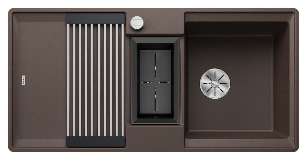 ADIRA 6 S-F Flächenbündige Spüle für 60 cm Unterschrank Silgranit 2 Becken  (Braun) 