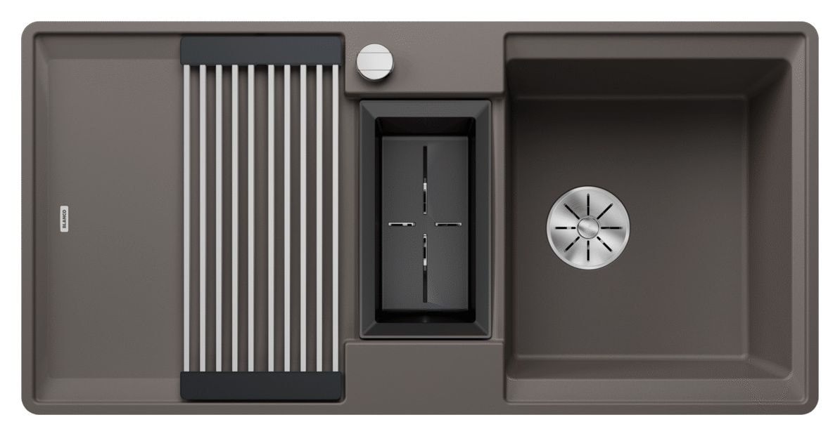 ADIRA 6 S-F Flächenbündige Spüle für 60 cm Unterschrank Silgranit 2 Becken  (Grau) 