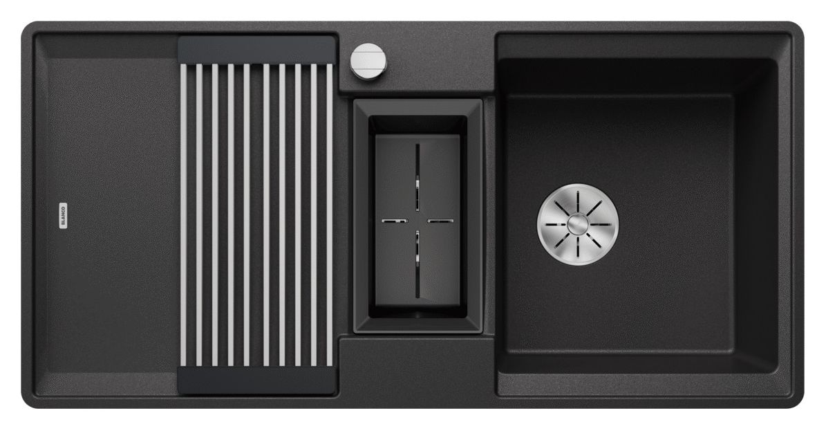 ADIRA 6 S-F Flächenbündige Spüle für 60 cm Unterschrank Silgranit 2 Becken  (Anthrazit) 