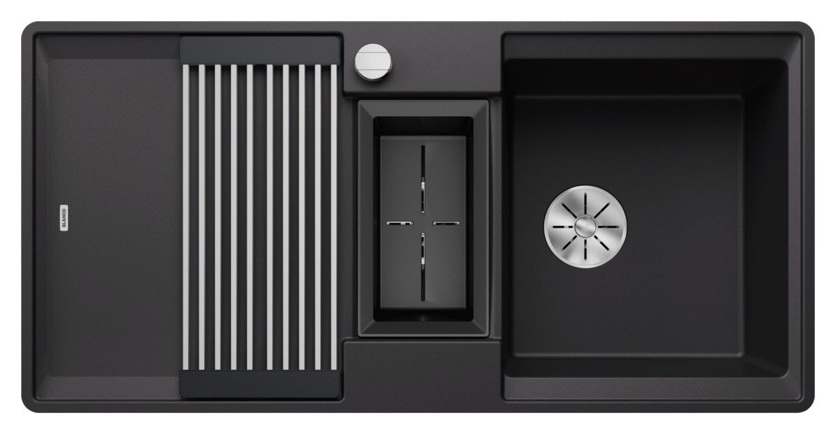 ADIRA 6 S-F Flächenbündige Spüle für 60 cm Unterschrank Silgranit 2 Becken  (Schwarz) 
