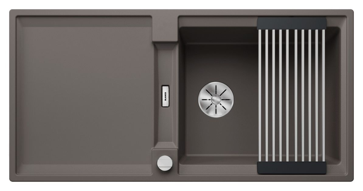 ADIRA XL 6 S-F Flächenbündige Spüle für 60 cm Unterschrank Silgranit 1 Becken  (Grau) 