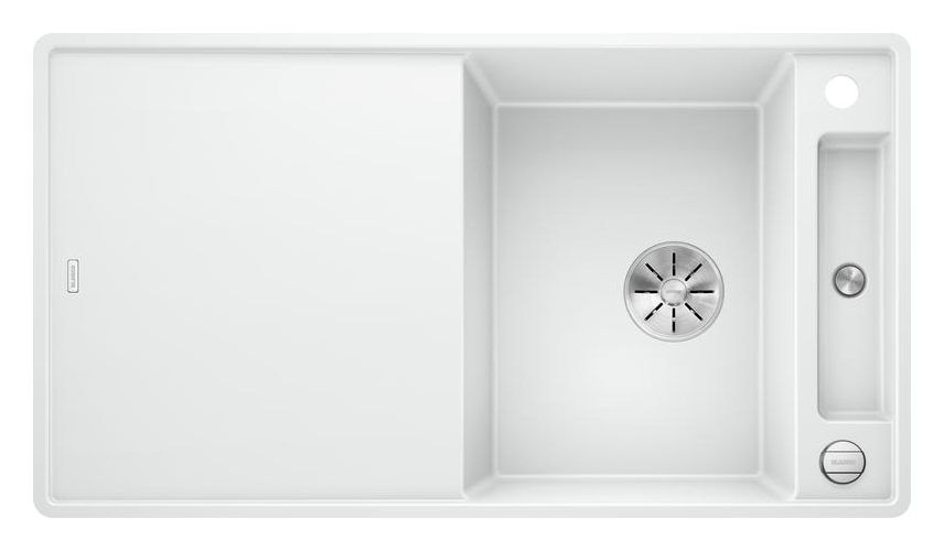 AXIA III 5 S-F mit Ablauffernbedienung Flächenbündige Spüle für 50 cm Unterschrank Silgranit 2 Becken  (Weiß) 