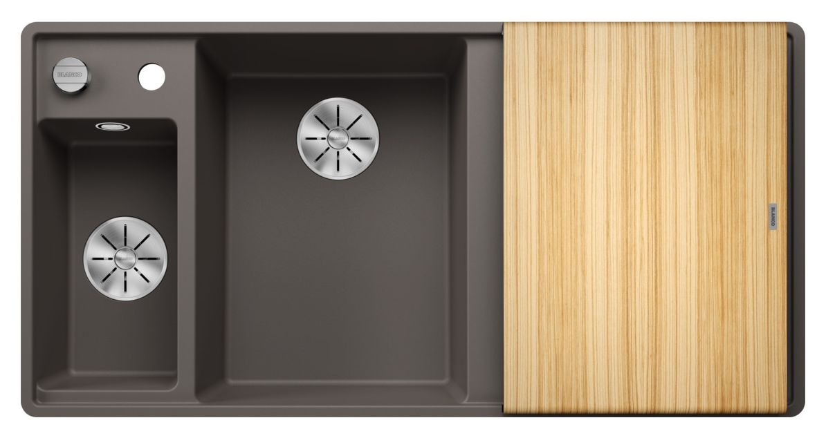AXIA III 6 S-F Flächenbündige Spüle für 60 cm Unterschrank Silgranit 2 Becken  (Grau) 