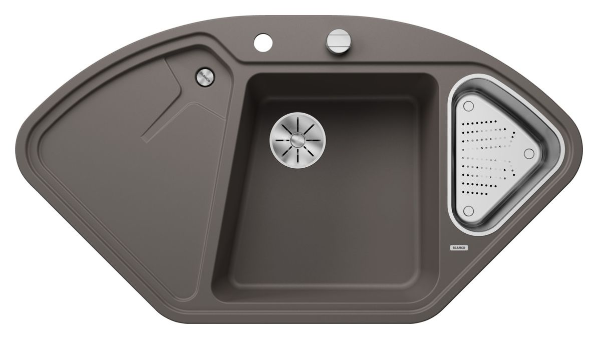 BLANCODELTA 9 E Einbauspüle für 80 cm Unterschrank Silgranit 3 Becken  (Grau) 