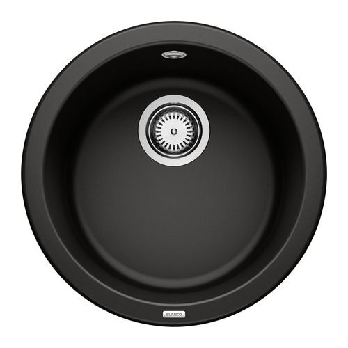 BLANCORONDO, SILGRANIT, schwarz, ohne Ablauffernbedienung, keine Beckenlage, 450 mm Untermaß 