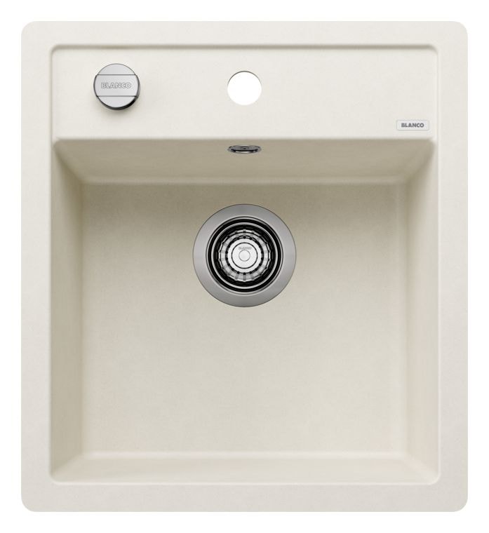 DALAGO 45-F Flächenbündige Spüle für 45 cm Unterschrank Silgranit 1 Becken  (Weiß) 