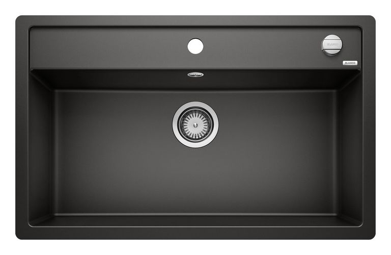 DALAGO 8-F, SILGRANIT, schwarz, mit Ablauffernbedienung, keine Beckenlage, 800 mm Untermaß 
