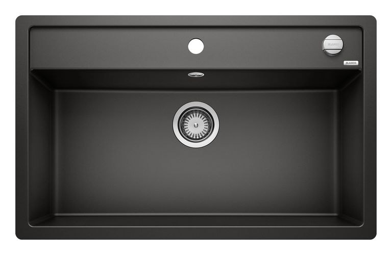 DALAGO 8-F Flächenbündige Spüle für 80 cm Unterschrank Silgranit 1 Becken  (Schwarz) 
