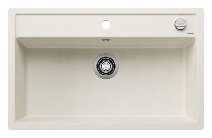 DALAGO 8-F Flächenbündige Spüle für 80 cm Unterschrank Silgranit 1 Becken  (Weiß) 