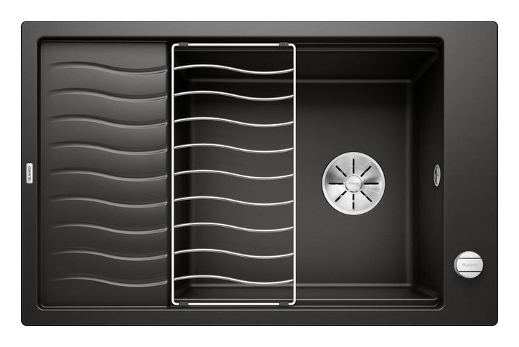 ELON XL 6 S, SILGRANIT, schwarz, mit Ablauffernbedienung, mit Zubehör, reversibel, 600 mm Untermaß 