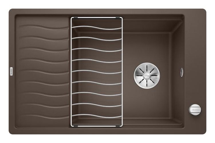 ELON XL 6 S-F Flächenbündige Spüle für 60 cm Unterschrank Silgranit 1 Becken  (Braun) 