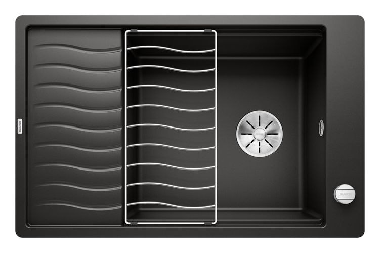 ELON XL 6 S-F Flächenbündige Spüle für 60 cm Unterschrank Silgranit 1 Becken  (Schwarz) 