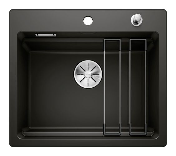 ETAGON 6, Keramik PuraPlus, schwarz, mit Ablauffernbedienung, mit Zubehör, keine Beckenlage, 600 mm Untermaß 