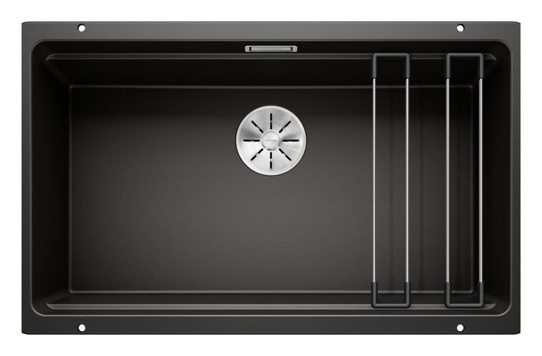 ETAGON 700-U, SILGRANIT, schwarz, ohne Ablauffernbedienung, mit Zubehör, keine Beckenlage, 800 mm Untermaß 