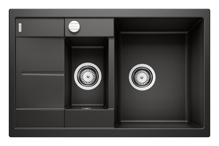 METRA 6 S Compact, SILGRANIT, schwarz, mit Ablauffernbedienung, reversibel, 600 mm Untermaß 